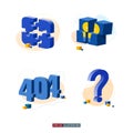 Trendy flat illustration set. Puzzle pieces. Idea. 404 error page. Frequently asked questions. Royalty Free Stock Photo